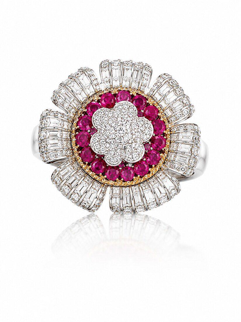 Baguette Floral Ring, Diamond Jewellery — C.L Khanna Jewellers Amritsar