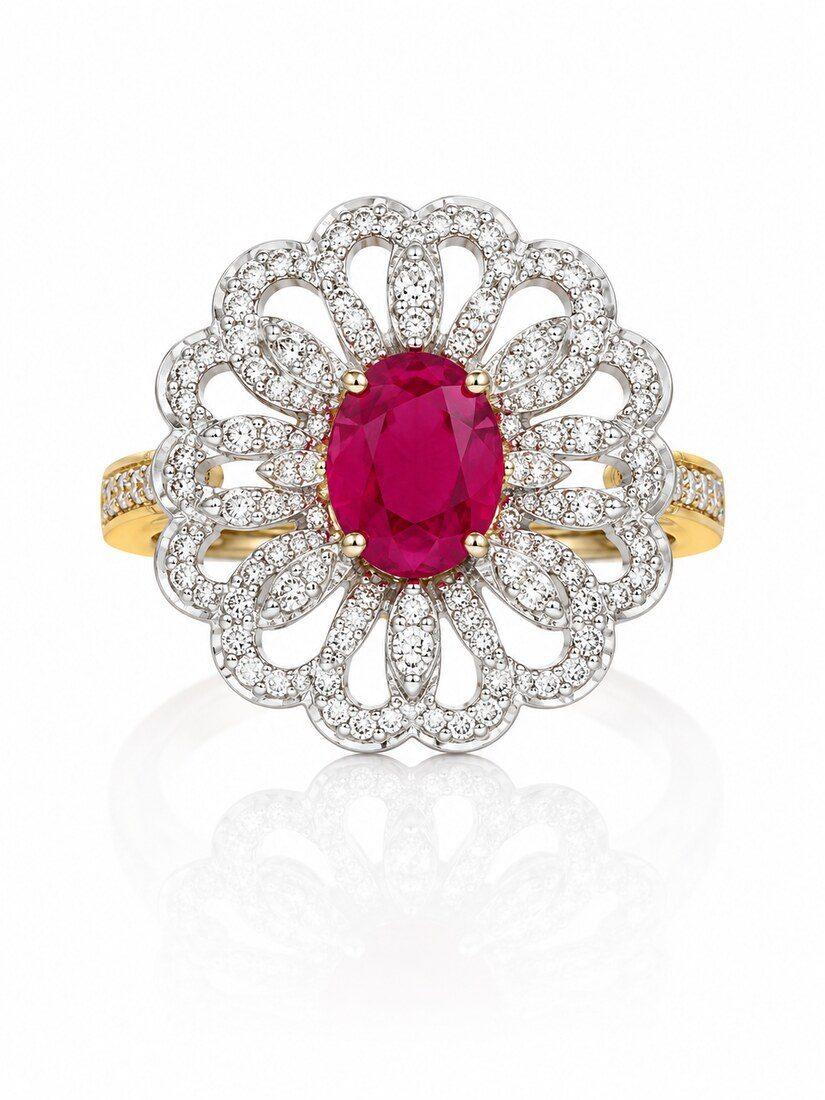 Ruby Cocktail Ring, Diamond Jewellery — C.L Khanna Jewellers Amritsar