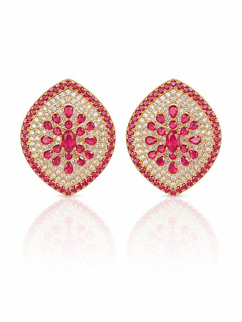Ruby Fan Studs, Diamond Jewellery — C.L Khanna Jewellers Amritsar