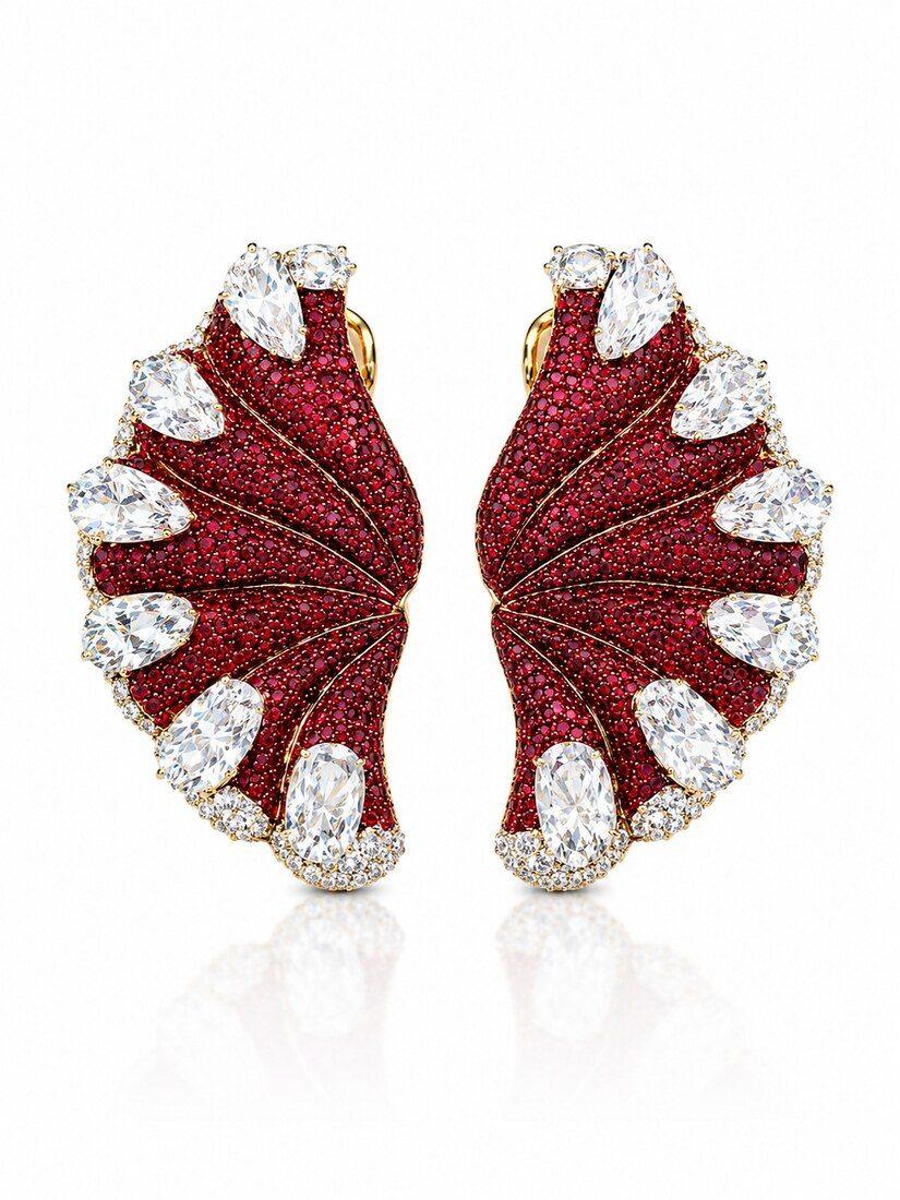 Ruby Wing Earrings, Diamond Jewellery — C.L Khanna Jewellers Amritsar