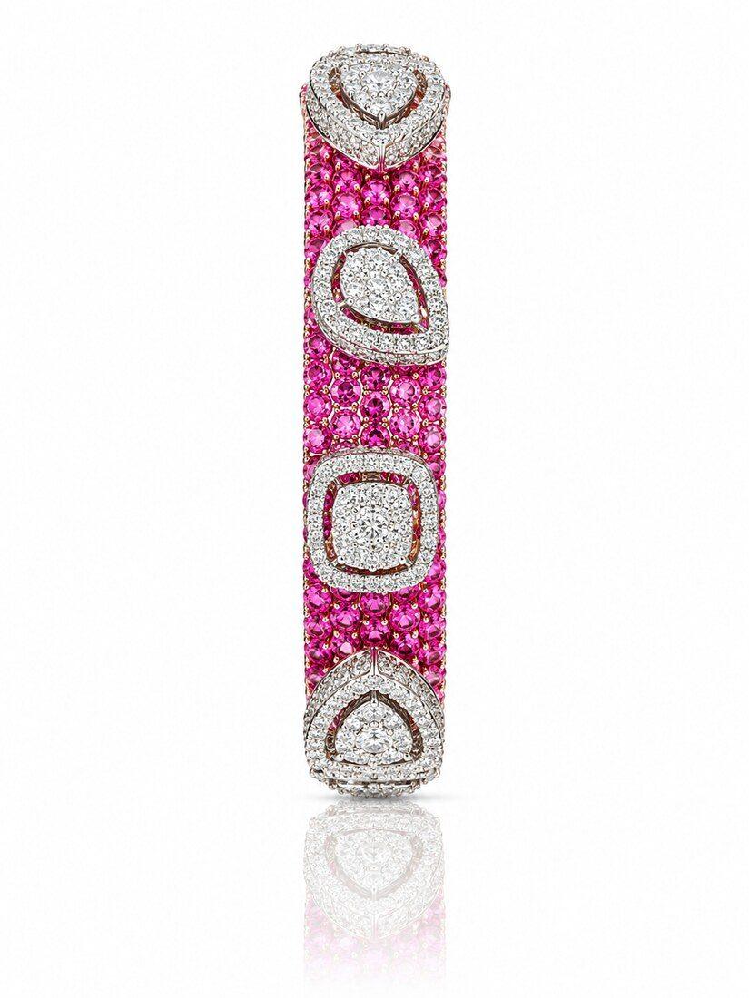 Pink Sapphire Polki Bracelet, Diamond Jewellery — C.L Khanna Jewellers Amritsar