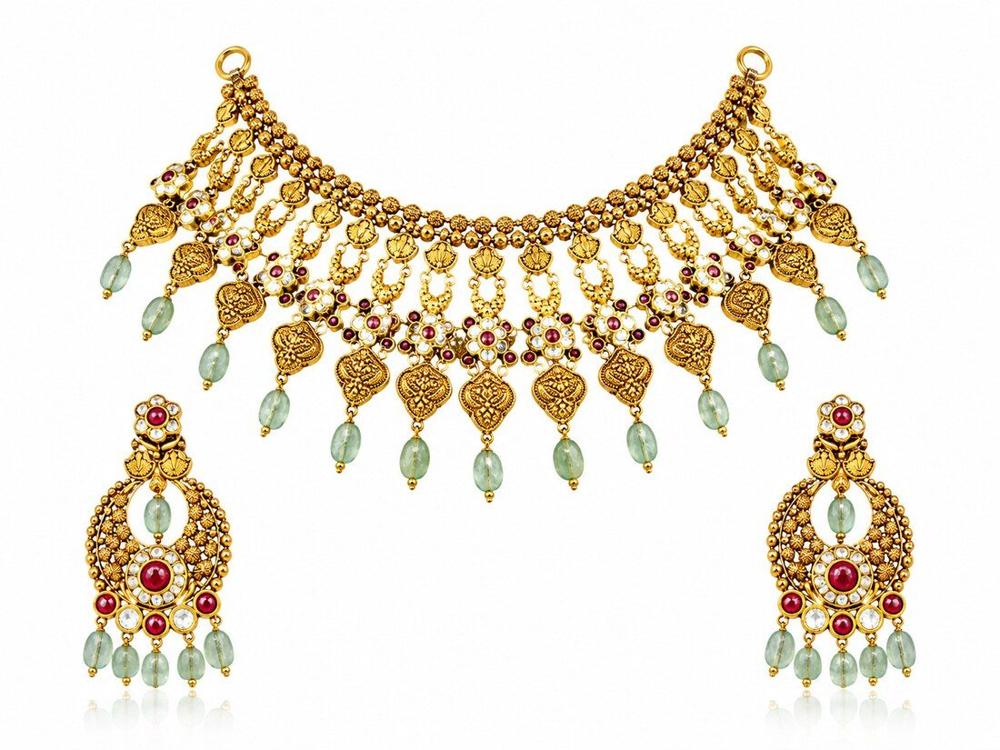 Jhumki Fringe Choker, Gold Jewellery — C.L Khanna Jewellers Amritsar