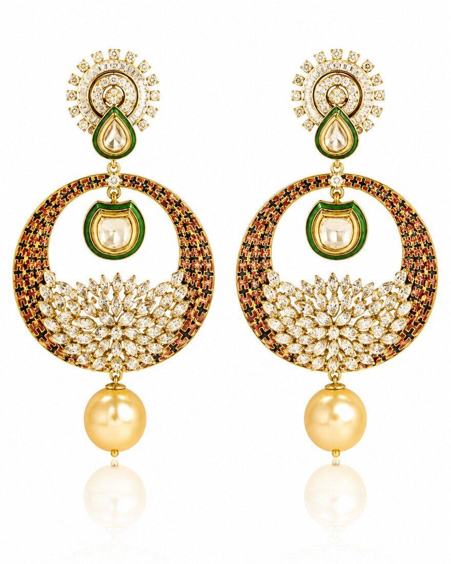 Pearl Chandbali Earrings, Gold Jewellery — C.L Khanna Jewellers Amritsar