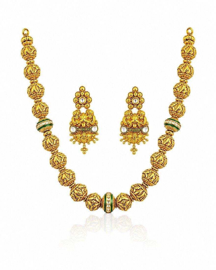 Gold Beads Necklace Set, Gold Jewellery — C.L Khanna Jewellers Amritsar