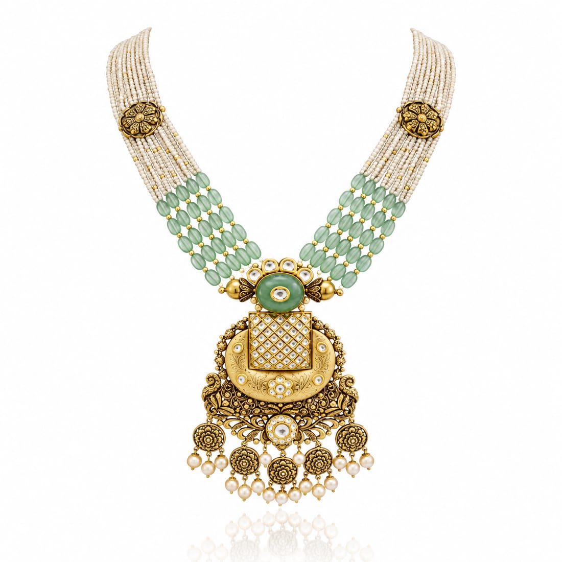 Green Bead Gold Pendant, Gold Jewellery by C.L Khanna Jewellers Amritsar