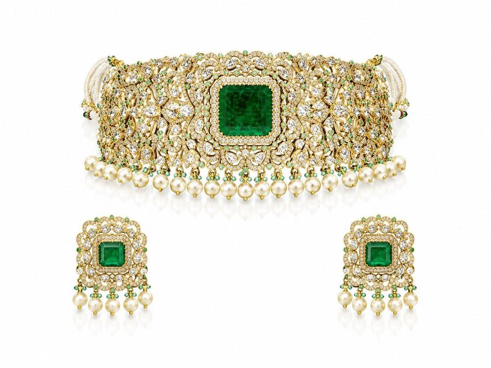 Polki & Emerald Bracelet Set, Polki Jewellery — C.L Khanna Jewellers Amritsar