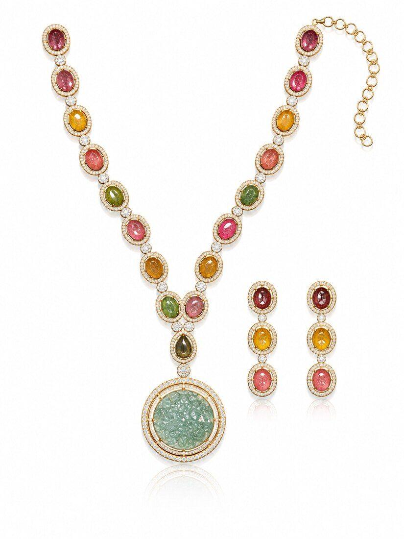 Pink Stone & Jade Mala, Polki Jewellery — C.L Khanna Jewellers Amritsar