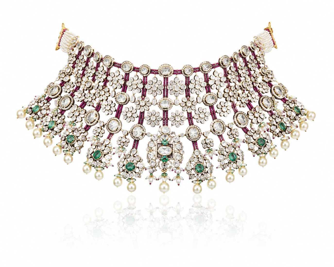 Ruby Fringe Choker, Polki Jewellery by C.L Khanna Jewellers Amritsar