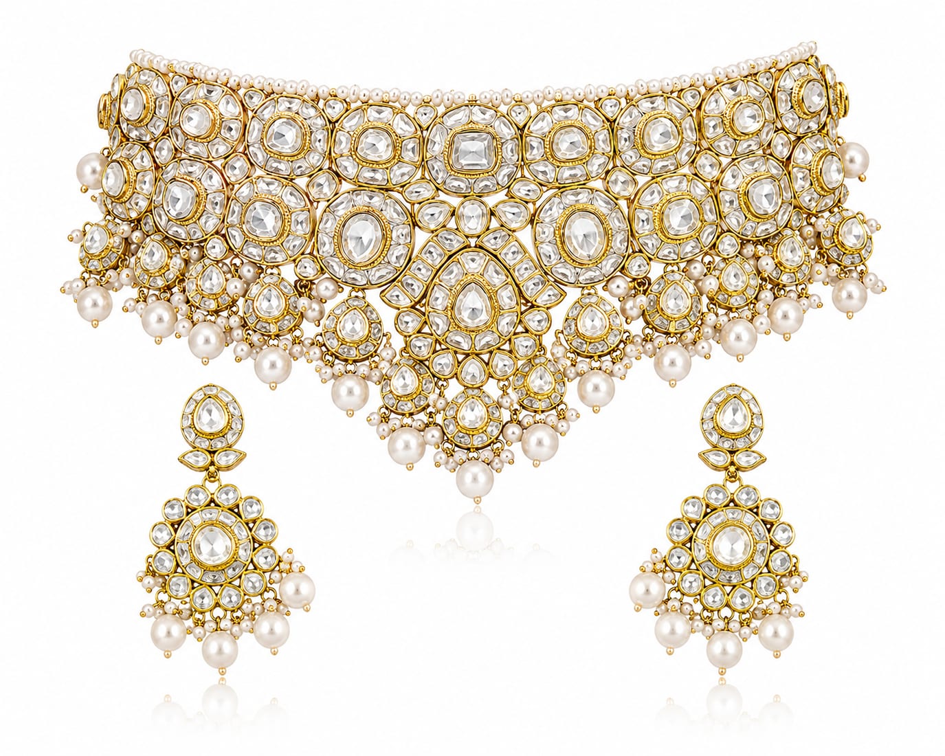 Polki Emerald Drop Choker, Polki Jewellery by C.L Khanna Jewellers Amritsar