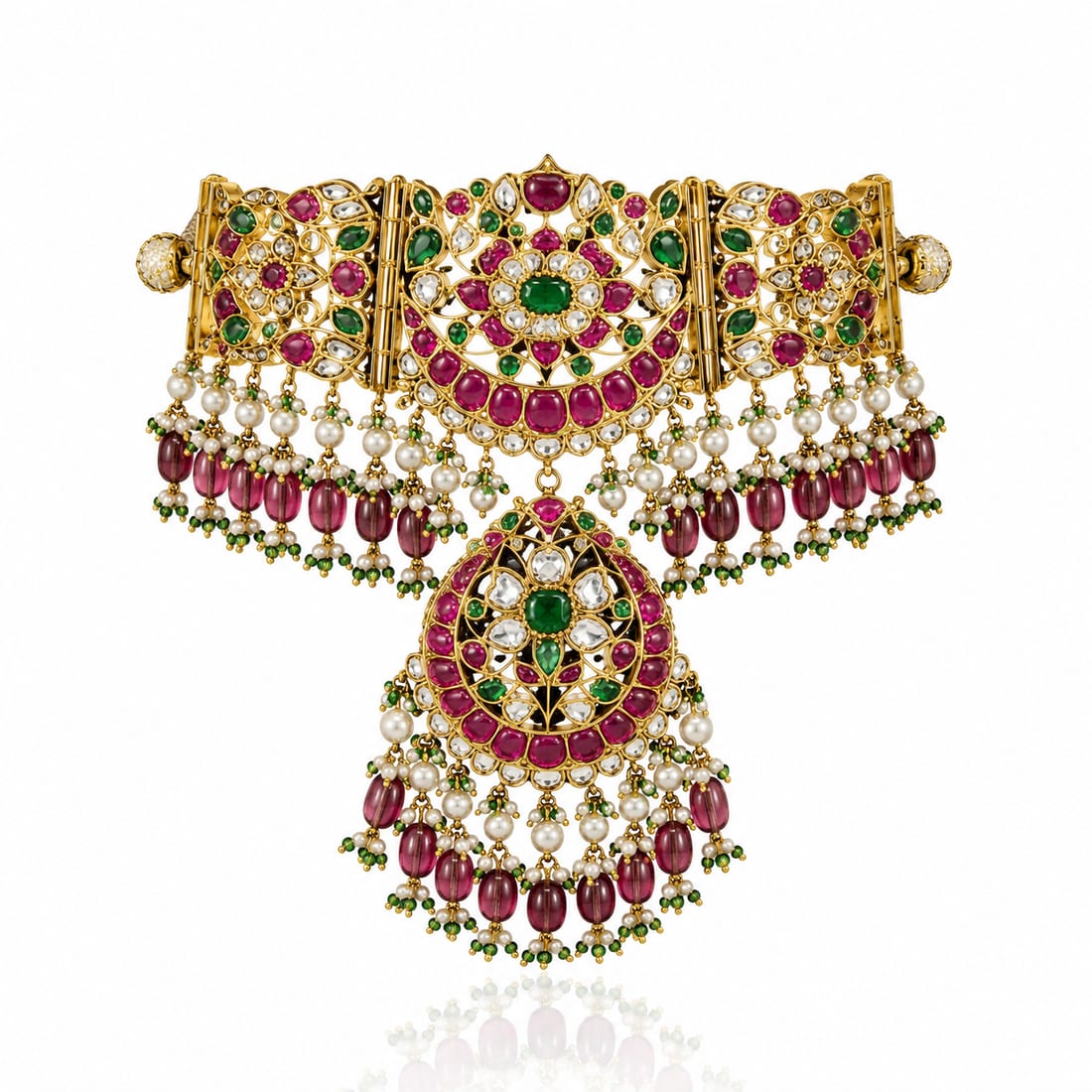 Ruby Emerald Polki Kada, Polki Jewellery by C.L Khanna Jewellers Amritsar