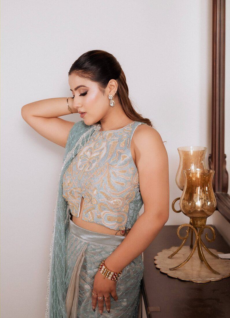 Powder blue choker editorial